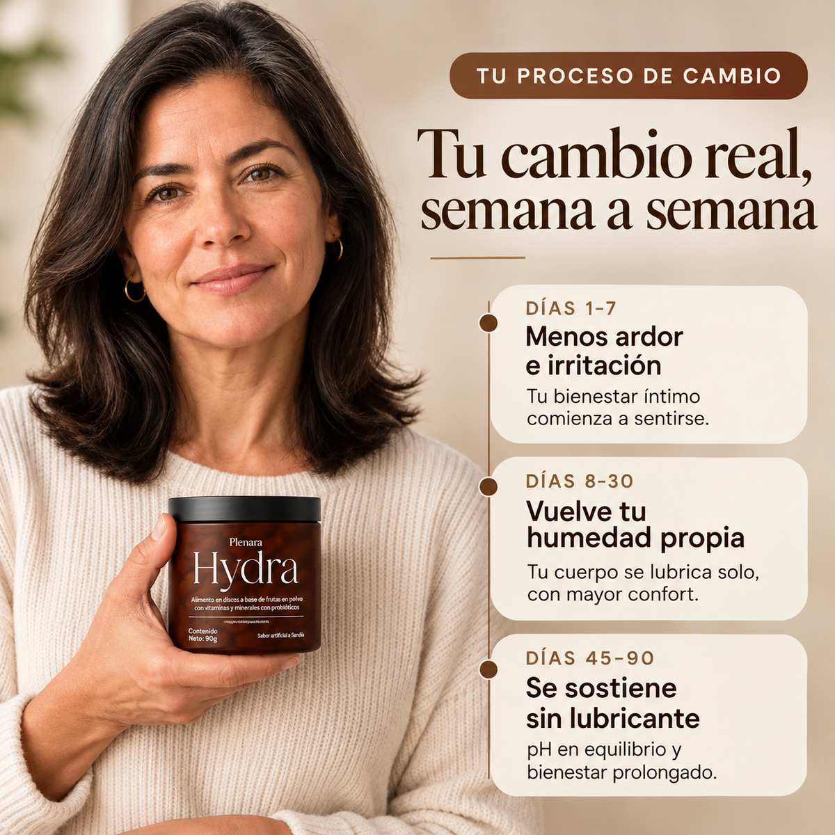 HYDRA EQUILIBRIO FEMENINO – Probióticos masticables para mujeres en la menopausia