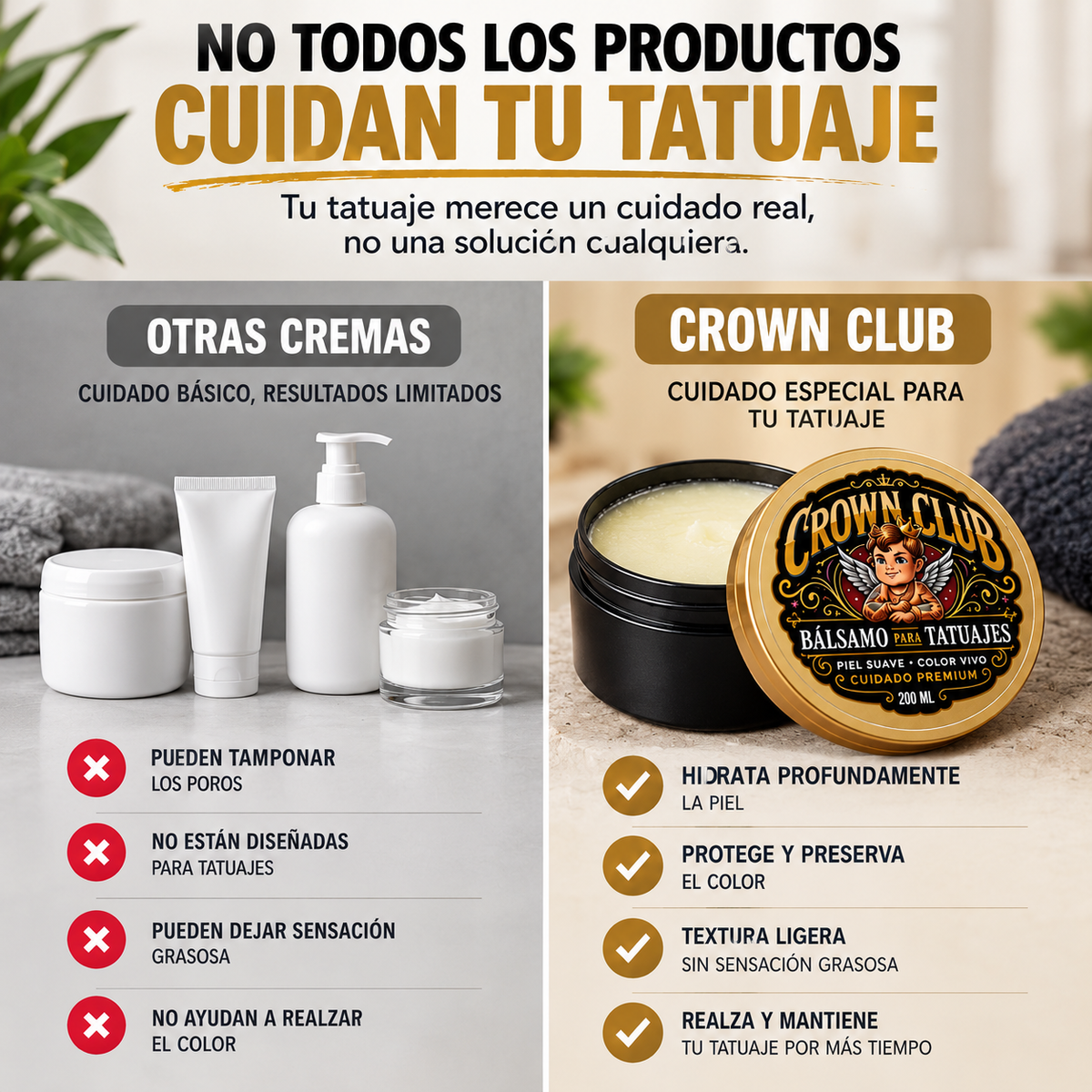 CROWN CLUB - Mantequilla Recuperadora de Color de Tatuajes / Cuidado Premium