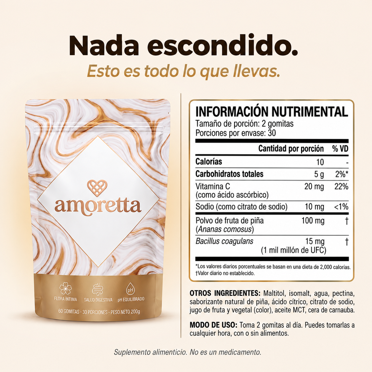 Amoretta - Probióticos vaginales que ayudan a combatir el mal olor íntimo y recuperar la frescura y el equilibrio natural