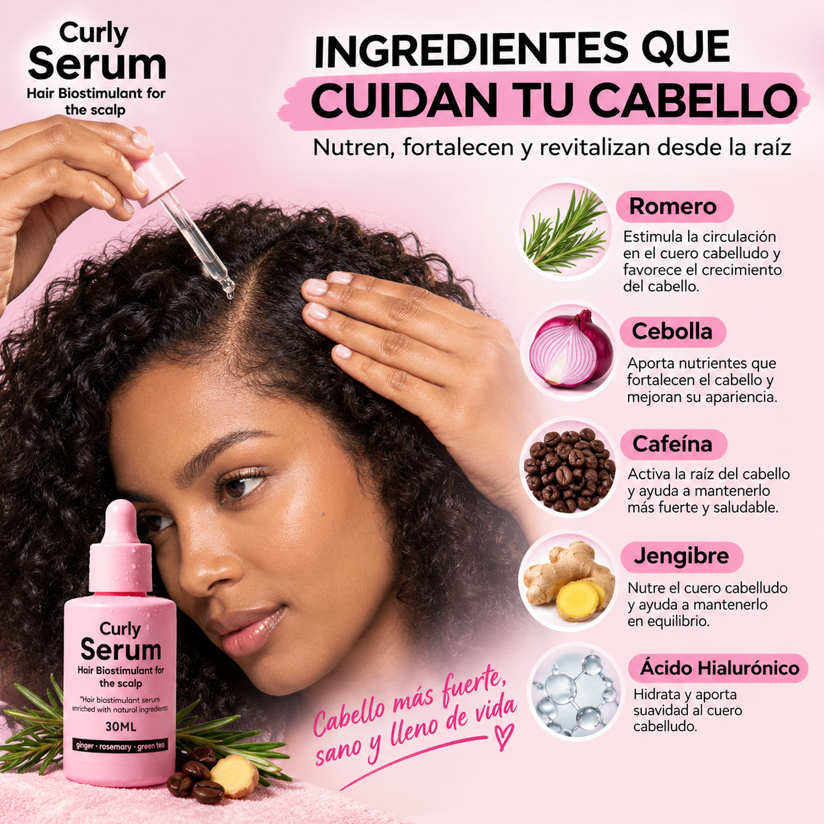 Sérum capilar- fortalecedor para estimular el crecimiento y mejorar la apariencia del cabello