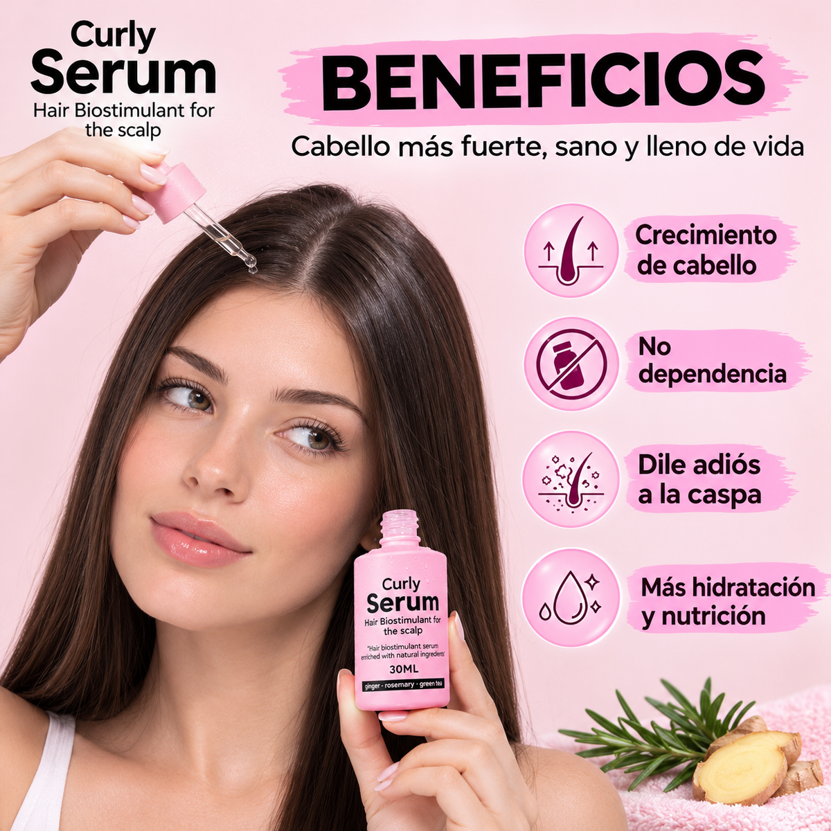 Sérum capilar- fortalecedor para estimular el crecimiento y mejorar la apariencia del cabello