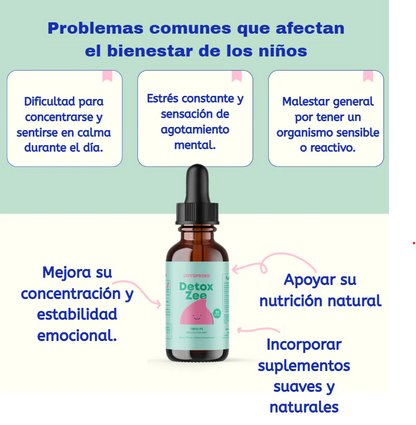 DetoxZee – Suplemento natural para niños / Favorece la concentración y el rendimiento diario