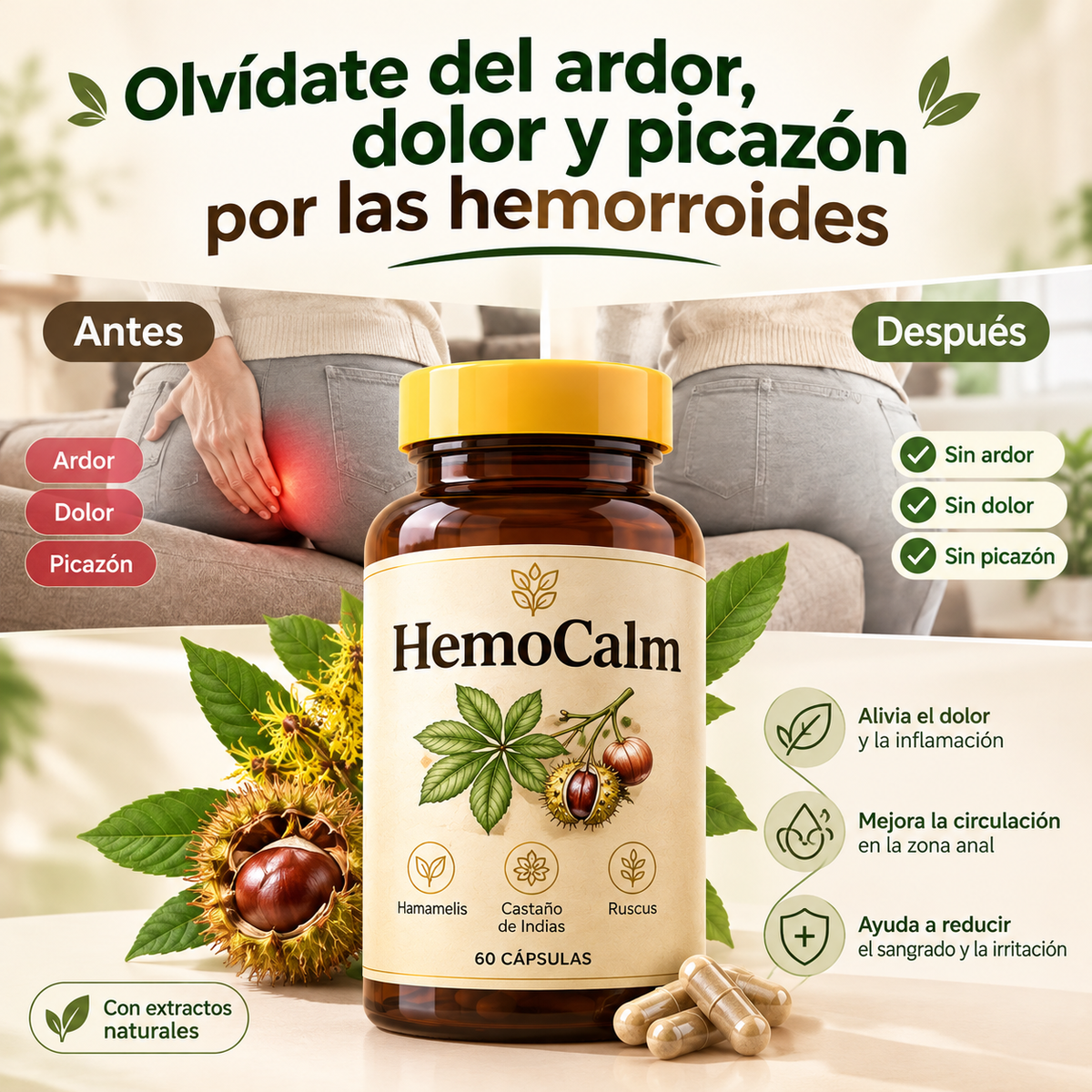 HemoCalm - Olvidate del ardor, dolor y picazón por los hemorroides