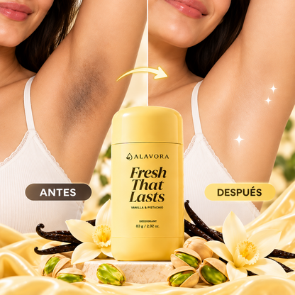 ALAVORA FRESH - Desodorante aclarante de Ácido Kójico con aroma a vainilla y pistacho