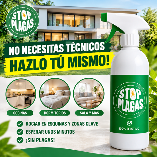 STOP PLAGAS - Spray líquido para combatir insectos y plagas del hogar