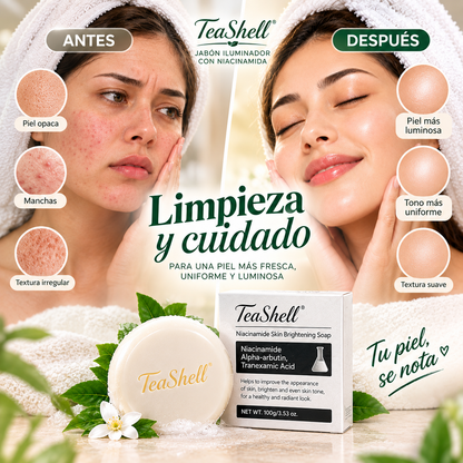 Jabón TeaShell - Jabón de limpieza diaria para una piel sin manchas y luminosa