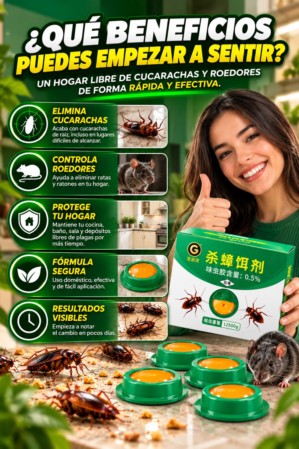 CEBO ANTI PLAGAS - Elimina Cucarachas y Rodedores por completo PRO