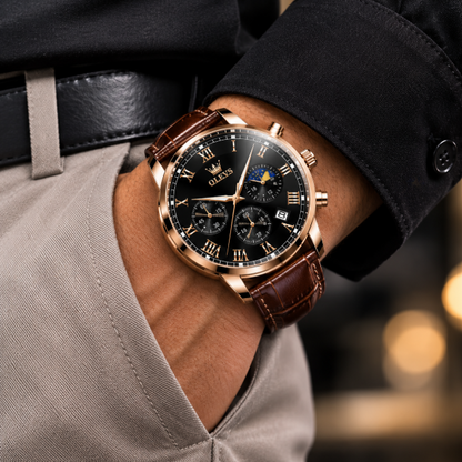 Reloj OLEVS - Elegante Cronógrafo de Lujo con Correa de Cuero