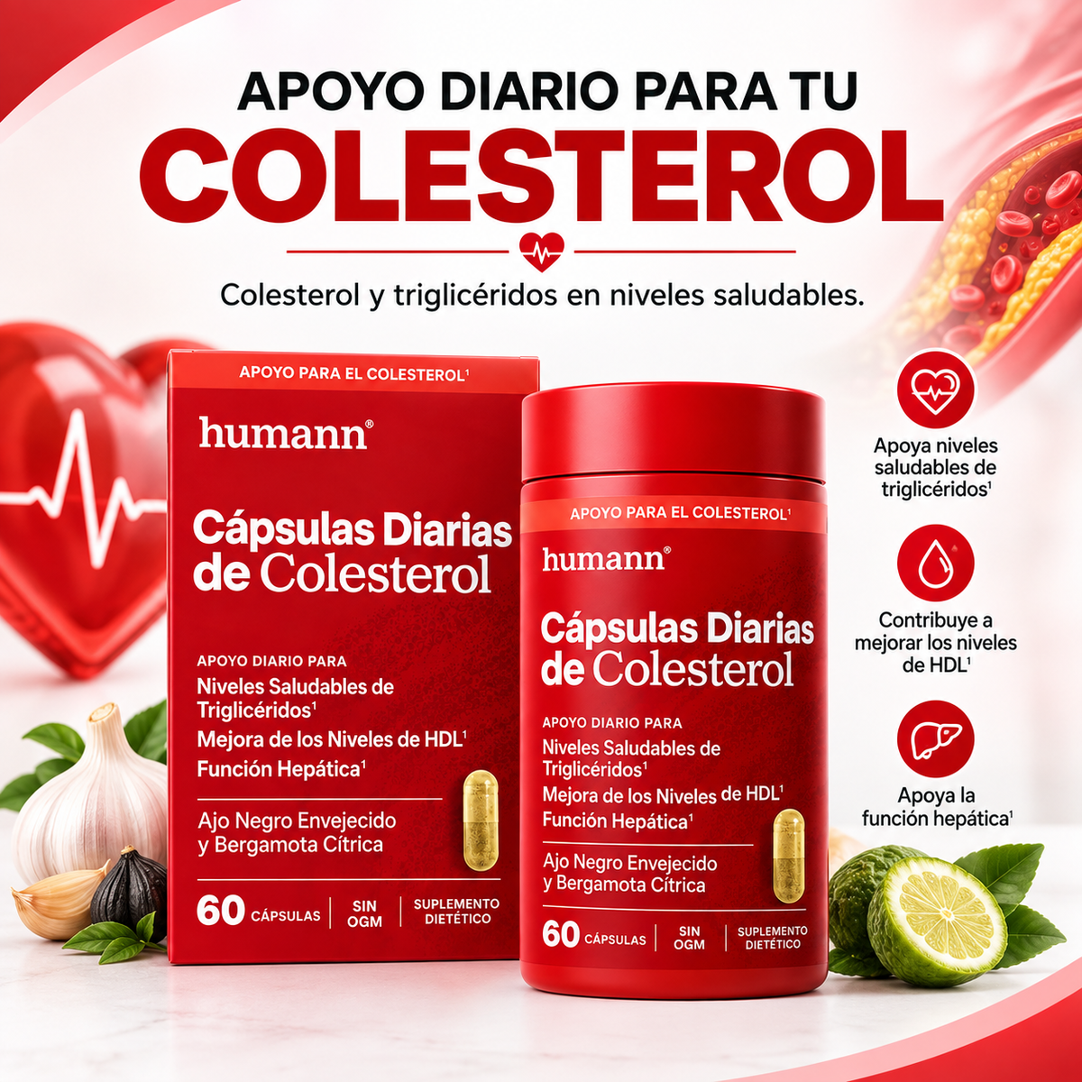 HUMANN - Capsulas que ayudan a eliminar el Colesterol malo