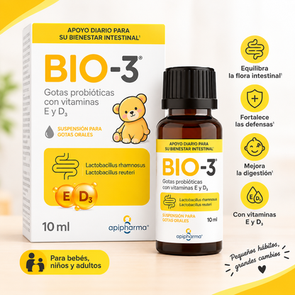 Bio-3 ® Probióticos en gotas / Promueve una flora intestinal saludable y el desarrollo óptimo del sistema inmunológico