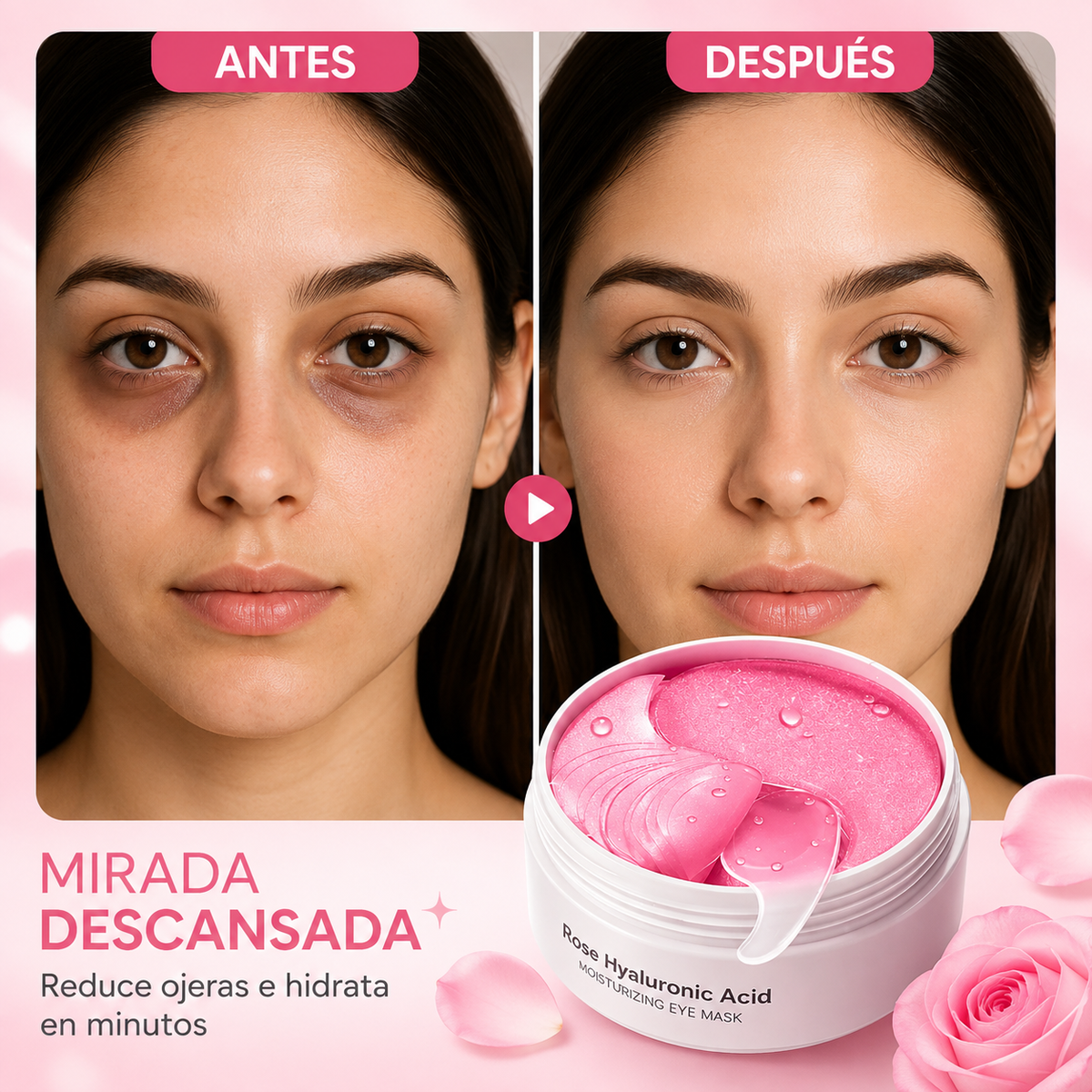 Rose Hyaluronic Eye Mask - Parches hidratantes para una mirada fresca y descansada
