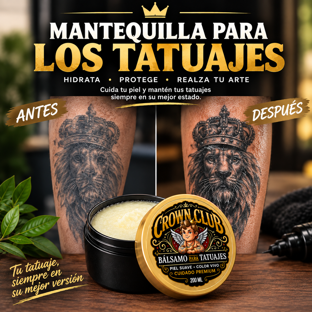 CROWN CLUB - Mantequilla Recuperadora de Color de Tatuajes / Cuidado Premium