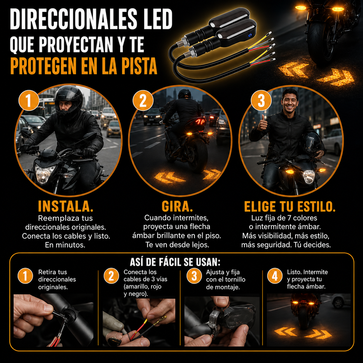 FlashBeam™ - Mejora tu visibilidad y seguridad al conducir tu moto.