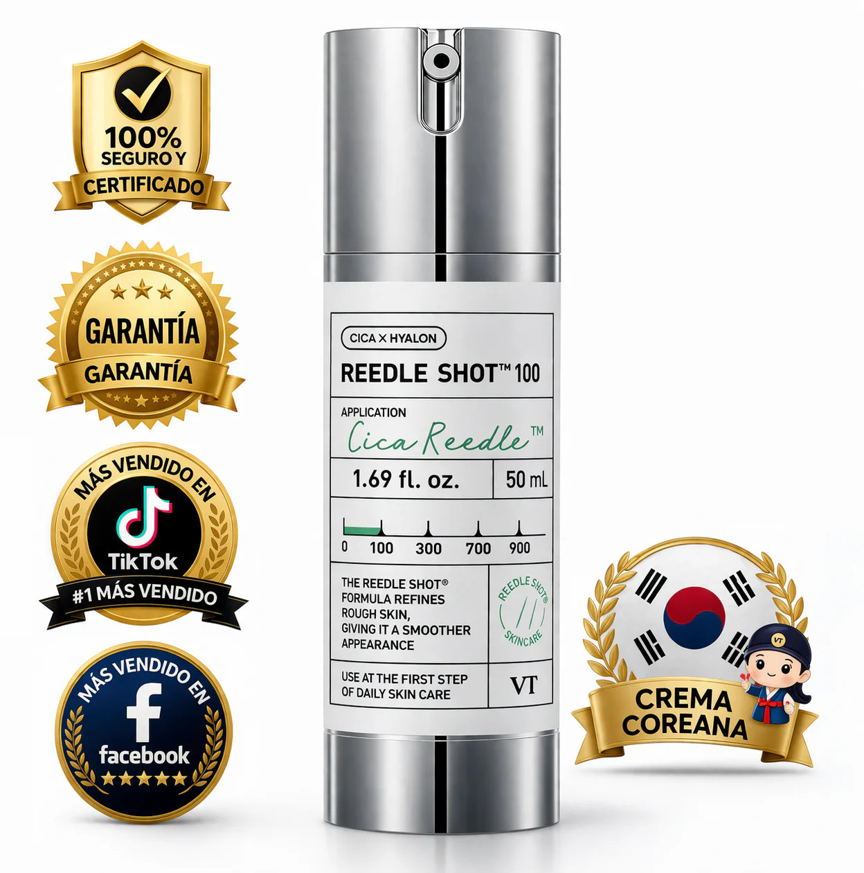 Reedle Shot 100 – Sérum Coreano de Micro / Espículas para Piel Lisa, Firme y sin Poros
