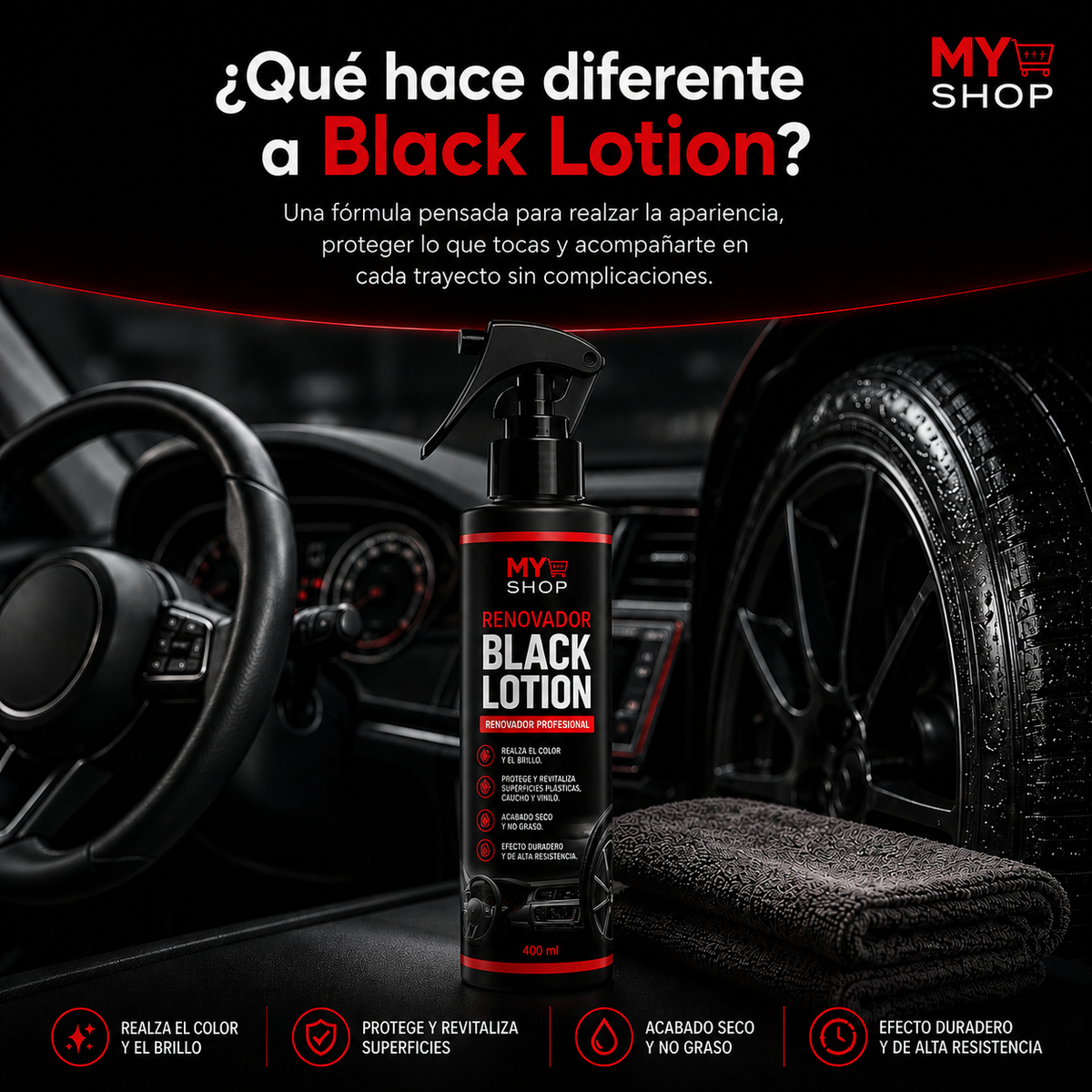 Silic lotion - Renueva y protege plásticos, vinilos y cauchos del vehículo