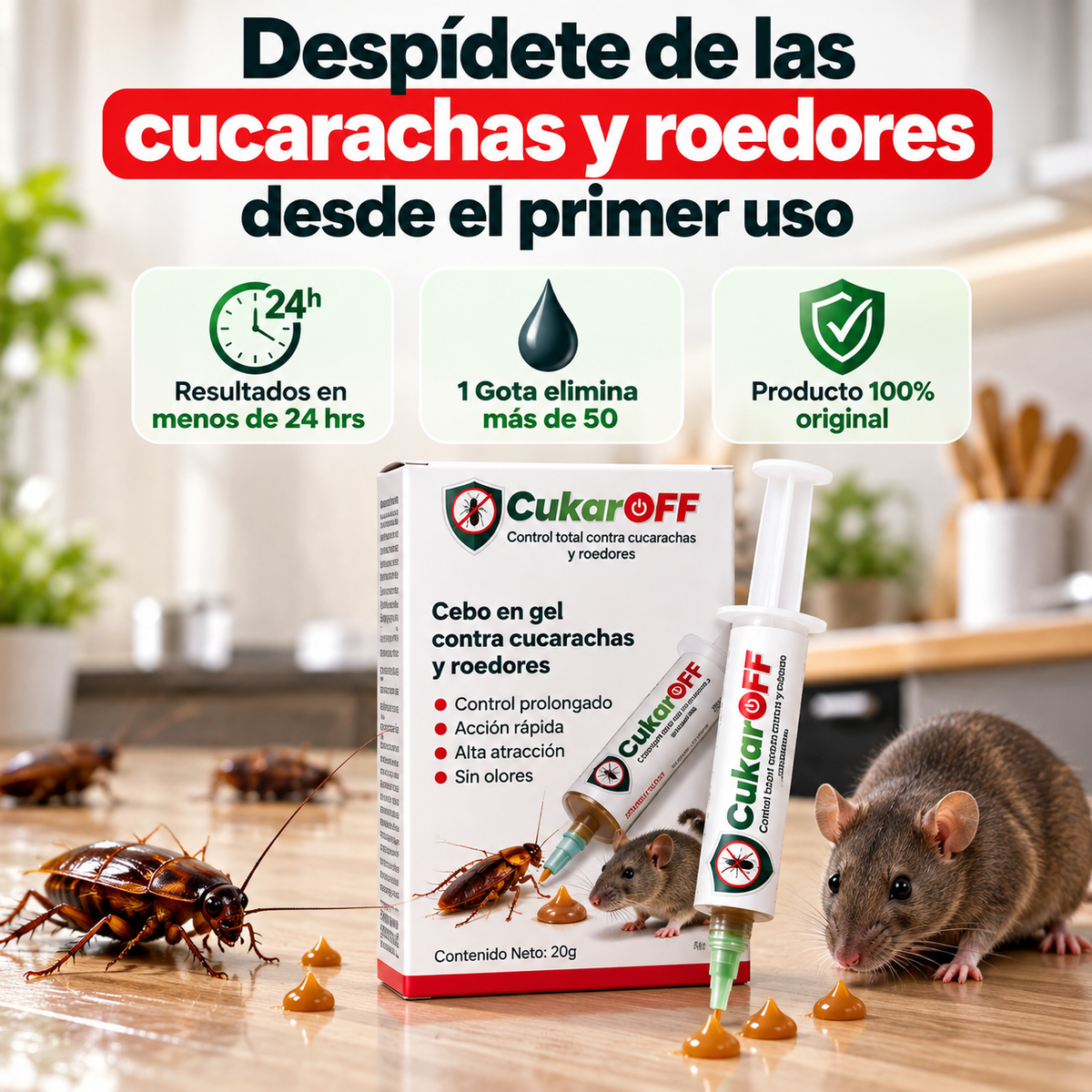 CukarOff - Despídete de las cucarachas y roedores desde el primer uso
