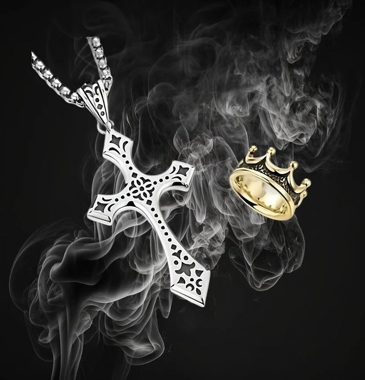 CADENA DE CRUZ Y CORONA