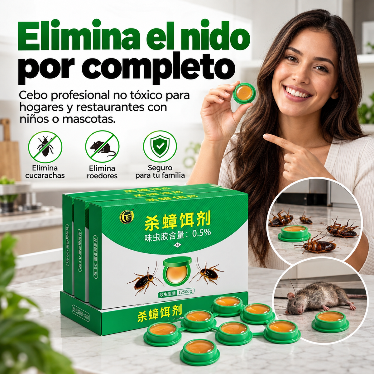 CEBO ANTI PLAGAS - Elimina Cucarachas y Rodedores por completo