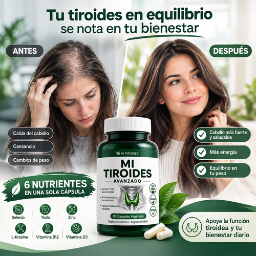 MI TIROIDES AVANZADO - Suplemento nutricional con 6 nutrientes para apoyar la función tiroidea