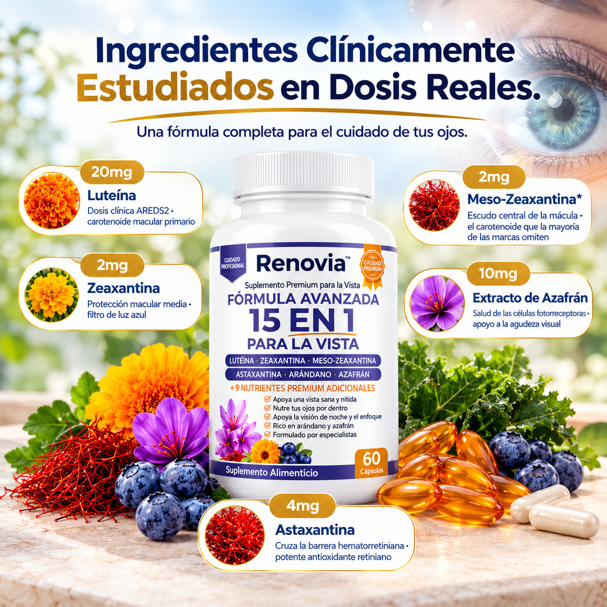 Renovia® Formula 15 en 1 | Protege y Cuida tu Salud Visual Cada Día