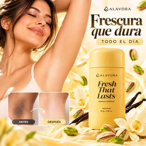 ALAVORA FRESH - Desodorante aclarante de Ácido Kójico con aroma a vainilla y pistacho