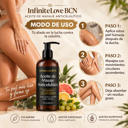 Aceite de Masaje Anticelulítico  - Dile adios a las celulitis y hoyuelos en muslos y glúteos