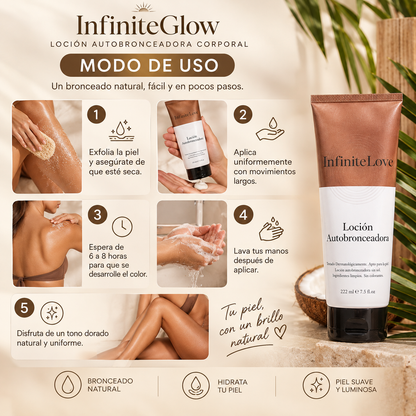 InfiniteGlow - Loción autobronceadora corporal para un tono dorado natural sin sol