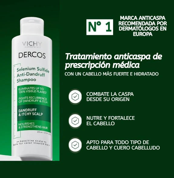 SHAMPOO DERCOS - DILE ADIOS A LA CASPA DESDE EL PRIMER USO