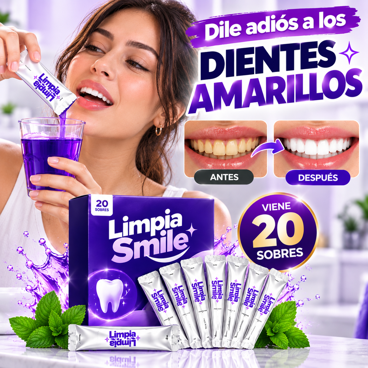 LIMPIA SMILE – Enjuague bucal para una sonrisa radiante y fresca.