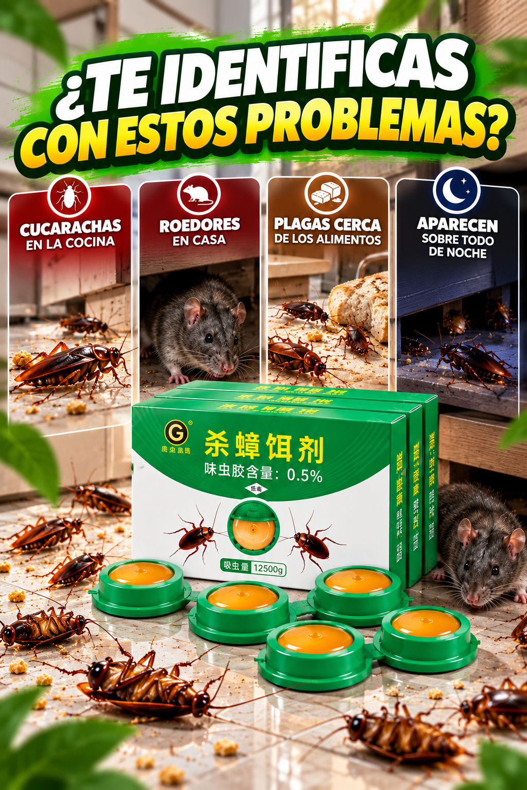 CEBO ANTI PLAGAS - Elimina Cucarachas y Rodedores por completo PRO