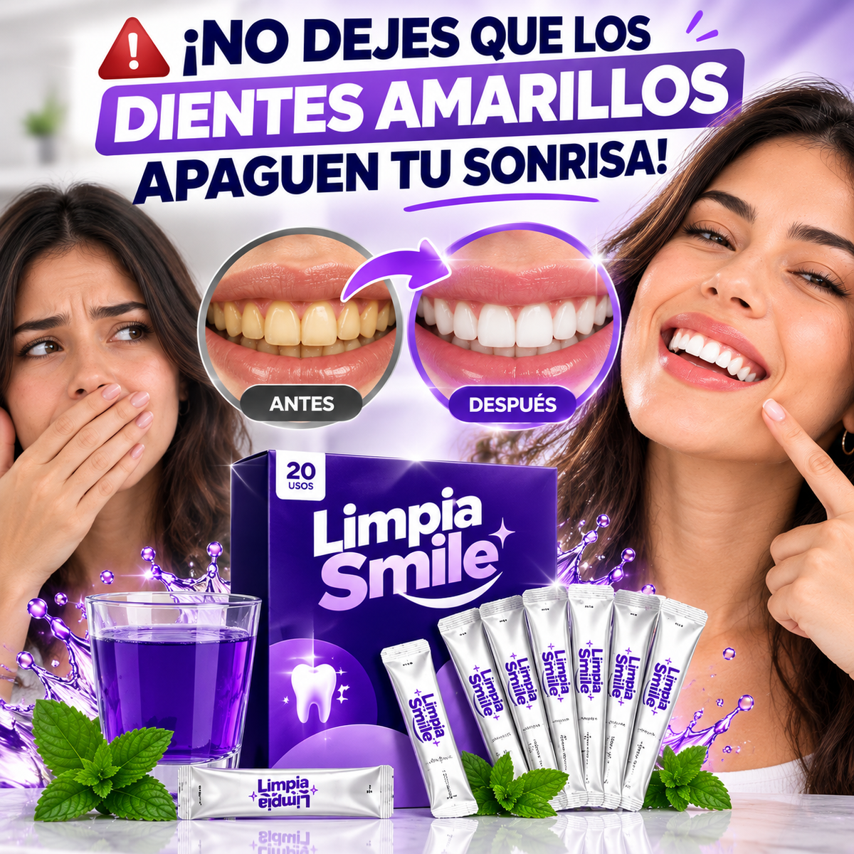 LIMPIA SMILE – Enjuague bucal para una sonrisa radiante y fresca.
