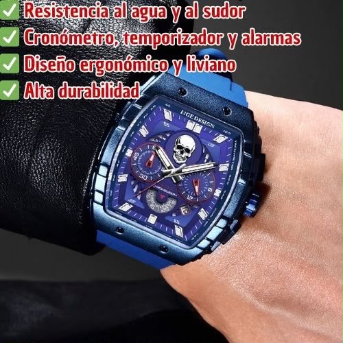 Reloj Calavera Blue - Deportivo, Masculino y con Estilo