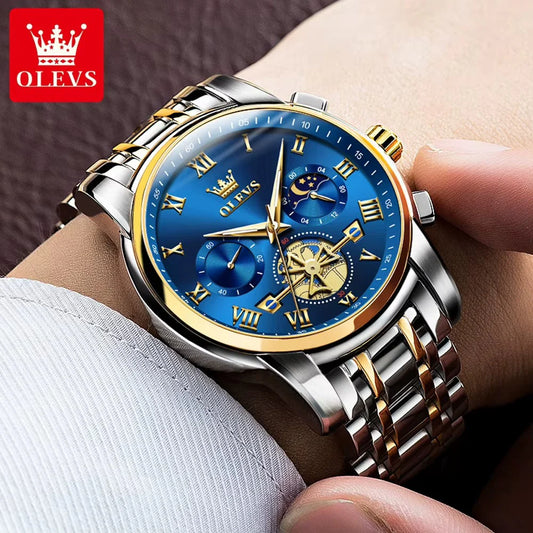 GOLDEN OLEVS -  Reloj de lujo con múltiples funciones para hombre