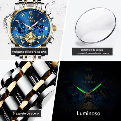 GOLDEN OLEVS -  Reloj de lujo con múltiples funciones para hombre