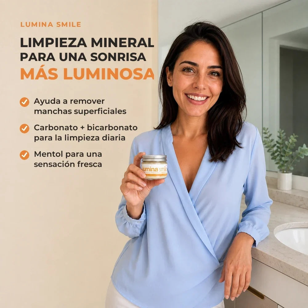 Lumina Smile — Polvo dental para manchas y caries