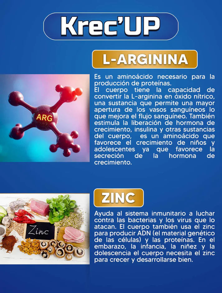 KREC’UP – Cápsulas para el crecimiento natural / Apoya el aumento de estatura y fortaleza corporal