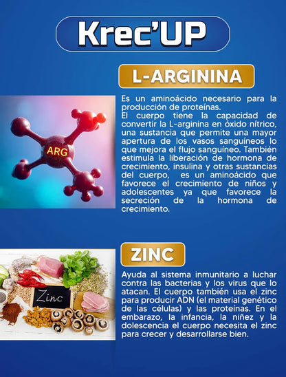 KREC’UP – Cápsulas para el crecimiento natural / Apoya el aumento de estatura y fortaleza corporal